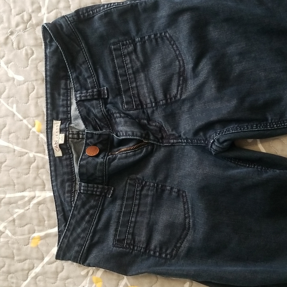 Cabi wide leg trouser jean, Dark wash, sz 4